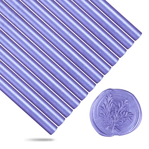 Wax Sealing Sticks, HOSAIL 12pcs Pearl Purple Glue Gun Wax Seal Sticks Beads Rods for Wax Sealing Stamp Wedding Invitations, Letter Envelopes (Pearl Purple)