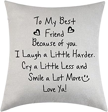 Friendship Gifts Best Friend Throw Pillow Cover Thank You Gift Best Friend Decorative Cushion Cover Pillowcase 18x18 (To my best friend)