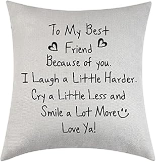 Friendship Gifts Best Friend Throw Pillow Cover Thank You Gift Best Friend Decorative Cushion Cover Pillowcase 18x18 (To my best friend)