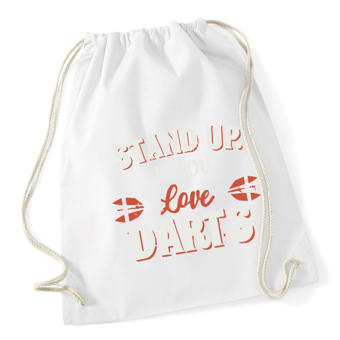Hippowarehouse Stand Up if you Love Darts Gift For Him Her Daughter Son Dad Mum Drawstring Cotton School Gym Bag 37cm x 46cm, 12 litres