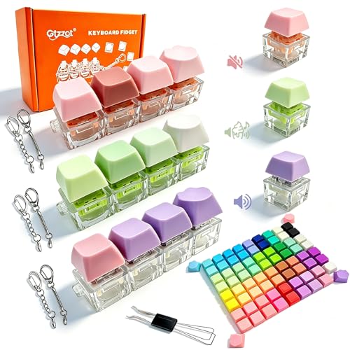 6 Pcs Keyboard Fidget Toy in Gift BoxClicky Creamy & Silent Stress Relief Clicker Keychain 75 Colorful Removable Keycaps with Cat Paw | Quiet Button Fidget for Adults Calm Anxiety Office Travel