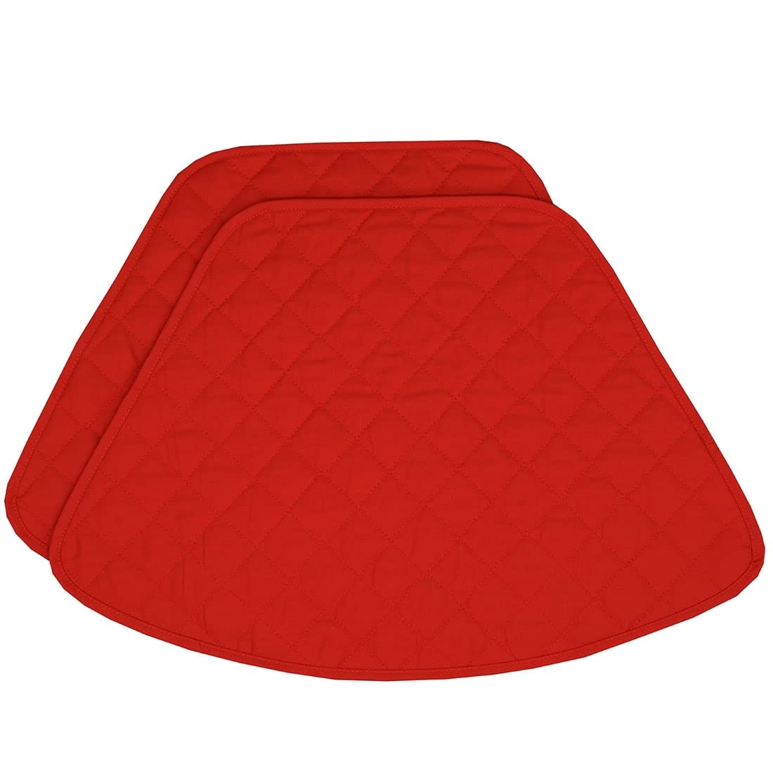 Solid Red Quilted Wedge-Shaped Placemats - Set of Two