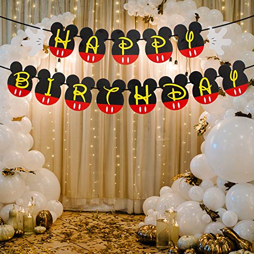 Dalaber Mickey Mouse Happy Birthday Banner - Cartoon Inspired Theme Party Supplies Banner Decoartion For Kids Birthday Baby Shower Mouse Party Supplies #TOP3