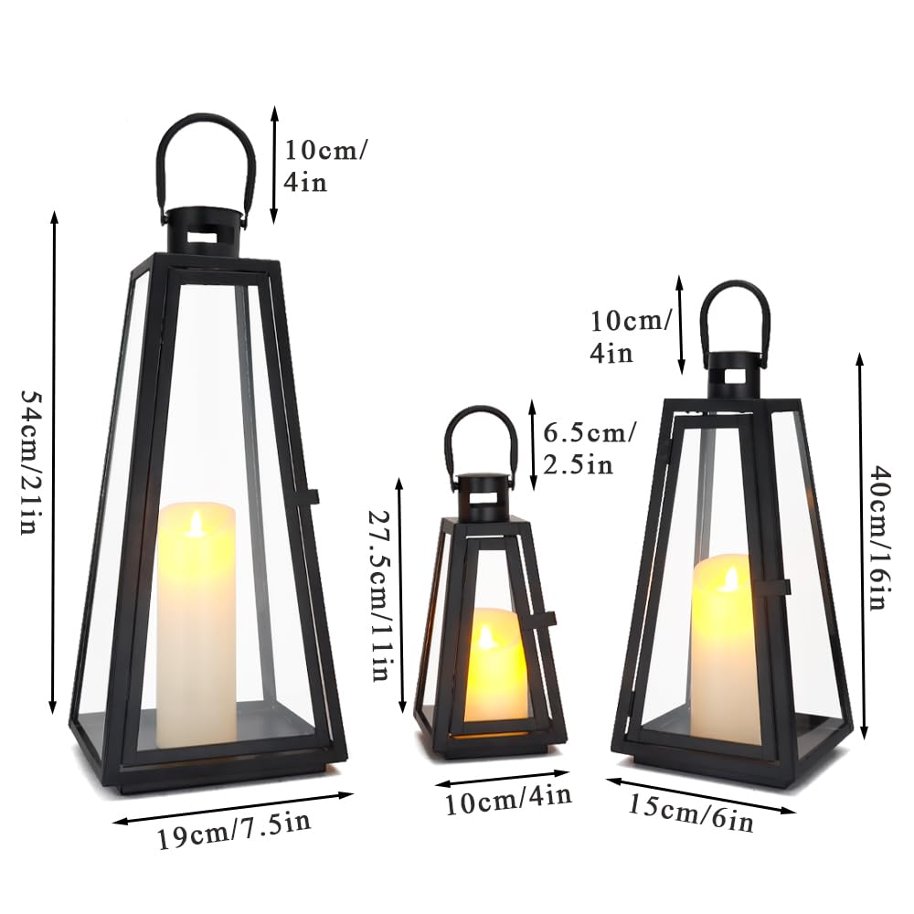 TRIROCKS Set di 3 lanterne in acciaio inox