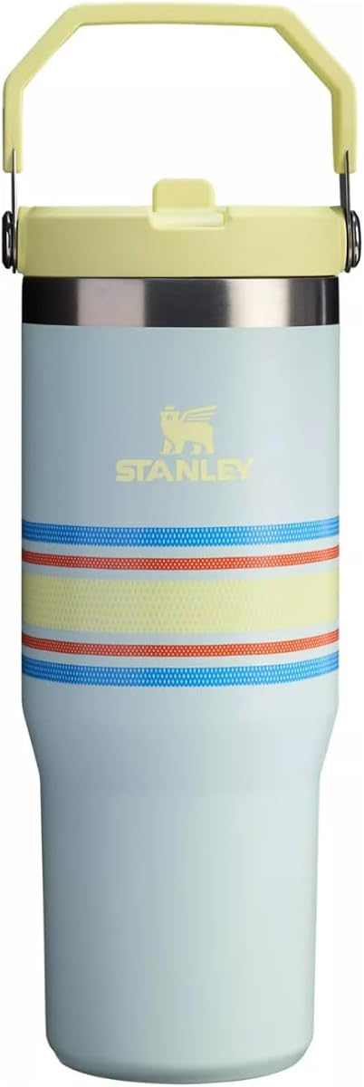Vaso Varsity Ice Flow, tapa con pajita, 30 oz. - Raya de malla brumosa