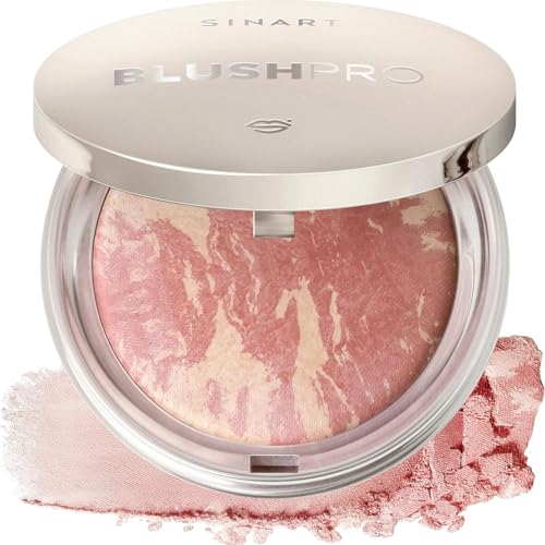 SINART Baked PRO Blush. Brighten Lighting Highly Glow Marbleized Blush. Lightweight Shimmery Satin Face Makeup. Shape, Contour & Highlight Face. Cruelty-Free. (B2)