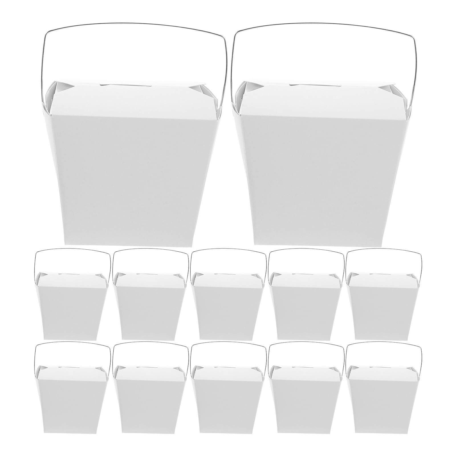 Boîtes à Emporter Chinoises Design Polyvalent avec Poignée en Fil Métallique en Papier Blanc Lot de 50 Faciles à Transporter en Bureau pour Repas Chauds