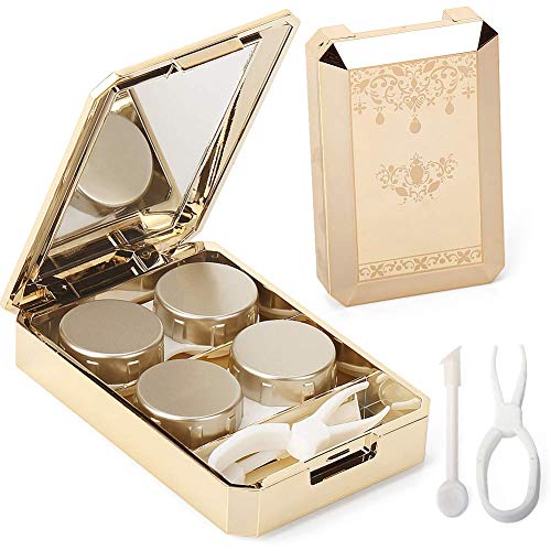 Contact Lens Case, OFONE Two Pack Contact Lens Case Cute, Portable Contact Lens Box Kit with Mirror&Remover Tool, Contact Lens Container Soak Storage Kit for Travel&Home