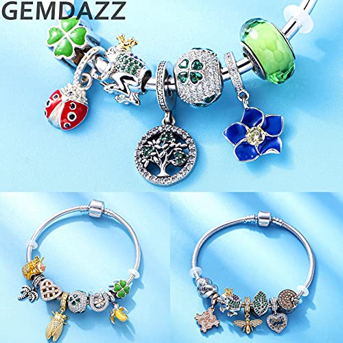 Frog Prince Princess Charm With 18K Golden Crown In 925 Sterling Silver, Fairy Tale Charms Sparkling Green Cubic Zirconia Animal Beads Fit Pandora Style Bracelet, Gifts For Valentines Day/Christmas #TOP2