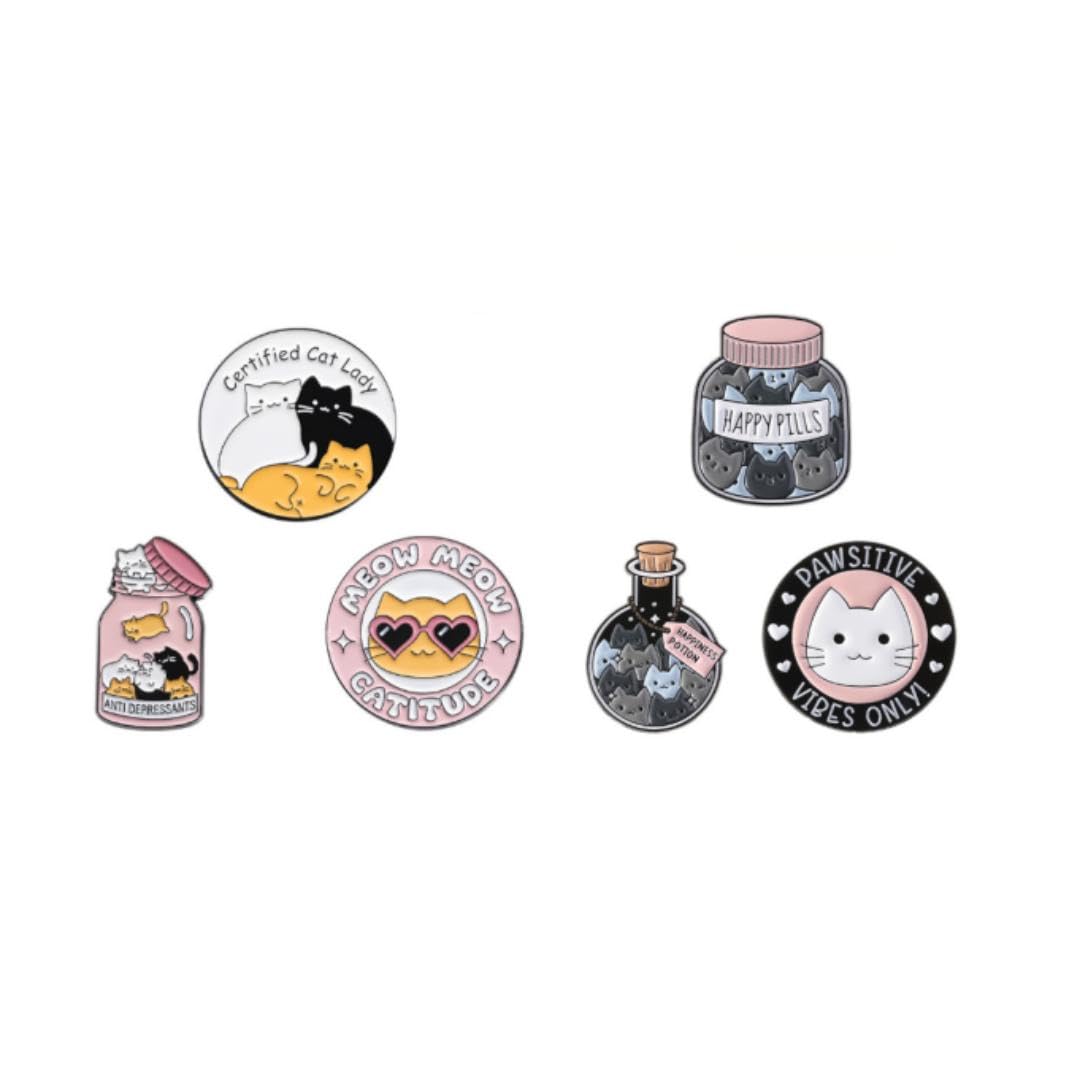 6PCS Enamel Pins, Cute Cat Brooch Pins for Women, Decorative Badges for Bags and Backpacks, Fashion Accessories for Healthcare Workers and Cat Lovers-image-44