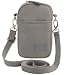 Aapporto Cellphone Purse Gray Crossbody Shoulder Bag - for iPhone 11 Pro Max XR X XS 7 8 Plus Galaxy S10 S10+ S9 S8 Note10 - Strap Adjusts - Soft Case Pouch - Belt Attach - Zip Compartment for Cards