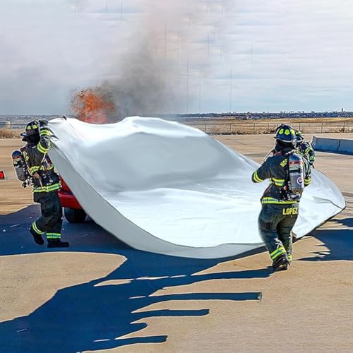 Manta contra incendios para emergencias, fibra de vidrio ignífuga, equipo de seguridad esencial para extinción de incendios en coches y vehículos, 4 x 6 m