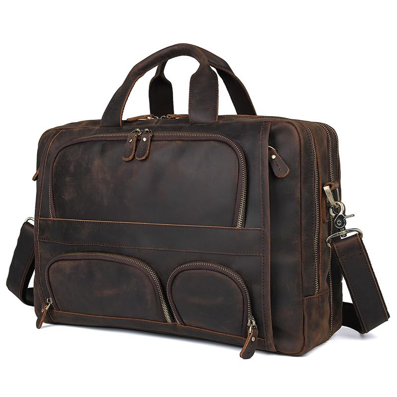 Borsa per Documenti Ufficio Borsa for laptop da 17,3 pollici, in vera pelle, for viaggi d'affari, borse a mano, for uomo, grande borsa da lavoro, stile retrò