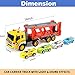 Liberty Imports Friction Powered Transport Car Carrier Truck Kids Toy - Heavy Duty Auto Transporter Trailer with Lights, Sound Effects, and Ramp (Includes 4 Removable Cars)