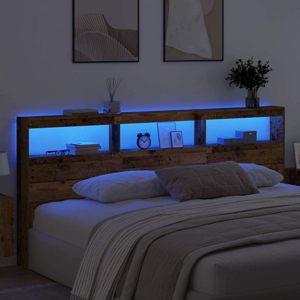 vidaXL Headboard Old Wood Engineered Wood, 220 x 17 x 102 cm - Image 2