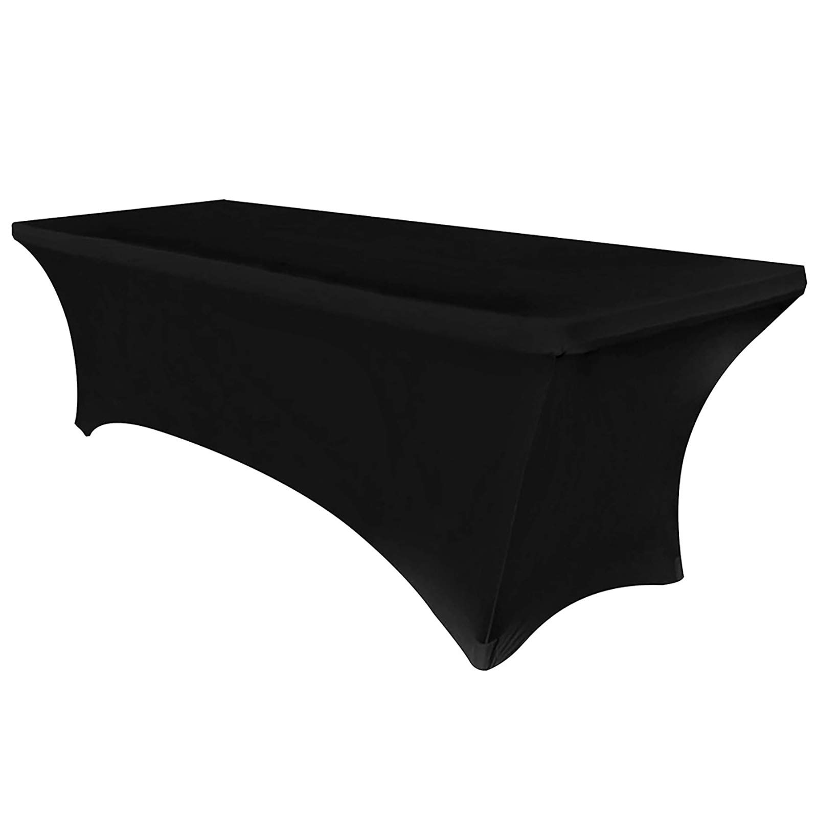 GEBIN Rectangular Stretch Tablecloth, Spandex Tight Fit Table Cover, 4/6/8ft Foot Rectangular Fit Wedding Banquet Trestle Table. (Black,4FT)