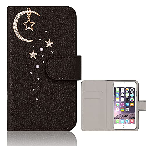 COVERARY arrows We2 Plus F-51E ケース 手帳型 スマホケース ブラック 全機種対応 月 星 ベルト付き 100060772