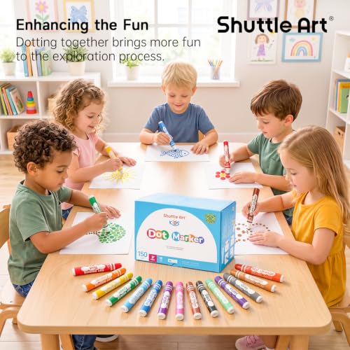 Shuttle Art 150 Pack Dot Markers, 15 Colors x 10 Sets Washable Bingo Daubers for Kids Toddlers, Non-Toxic Water-Based Art Supplies for Preschoolers and Classroom by Shuttle Art - Used condition - Image 6