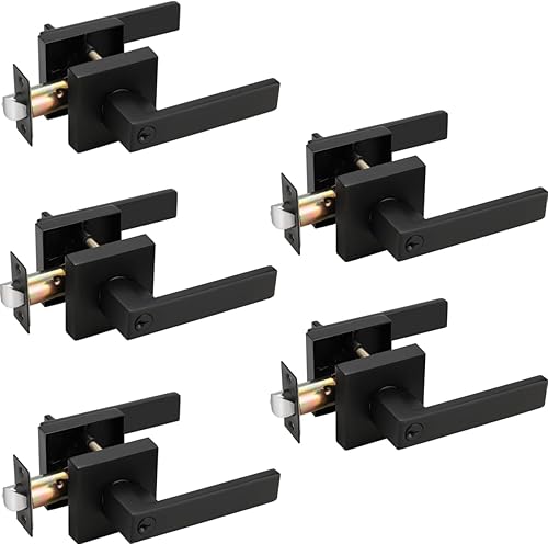 Miniatura 2 de Probrico - Paquete de 4 perillasmanijas para puerta de entrada negras con la misma llave, resistente, estilo contemporáneo, cerradura exterior con