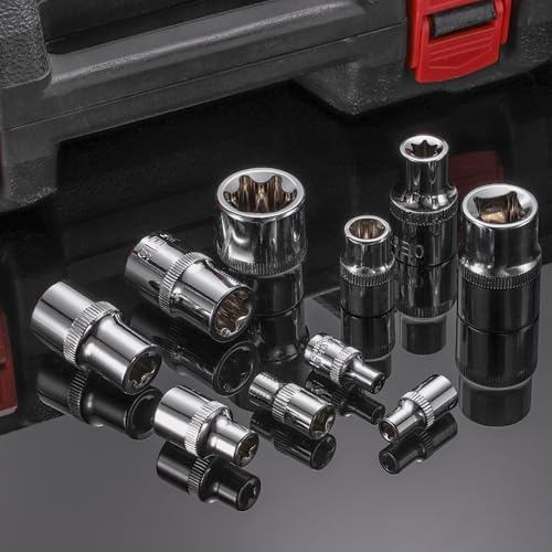 sourcing map E-Torx Socket 1/4" Drive E5 Star Female Socket 1" Length External Torx Deep Sleeve CR-V Chrome Plating 6 Point Spline Sleeve for Auto Repairs Home Maintenance - Image 5