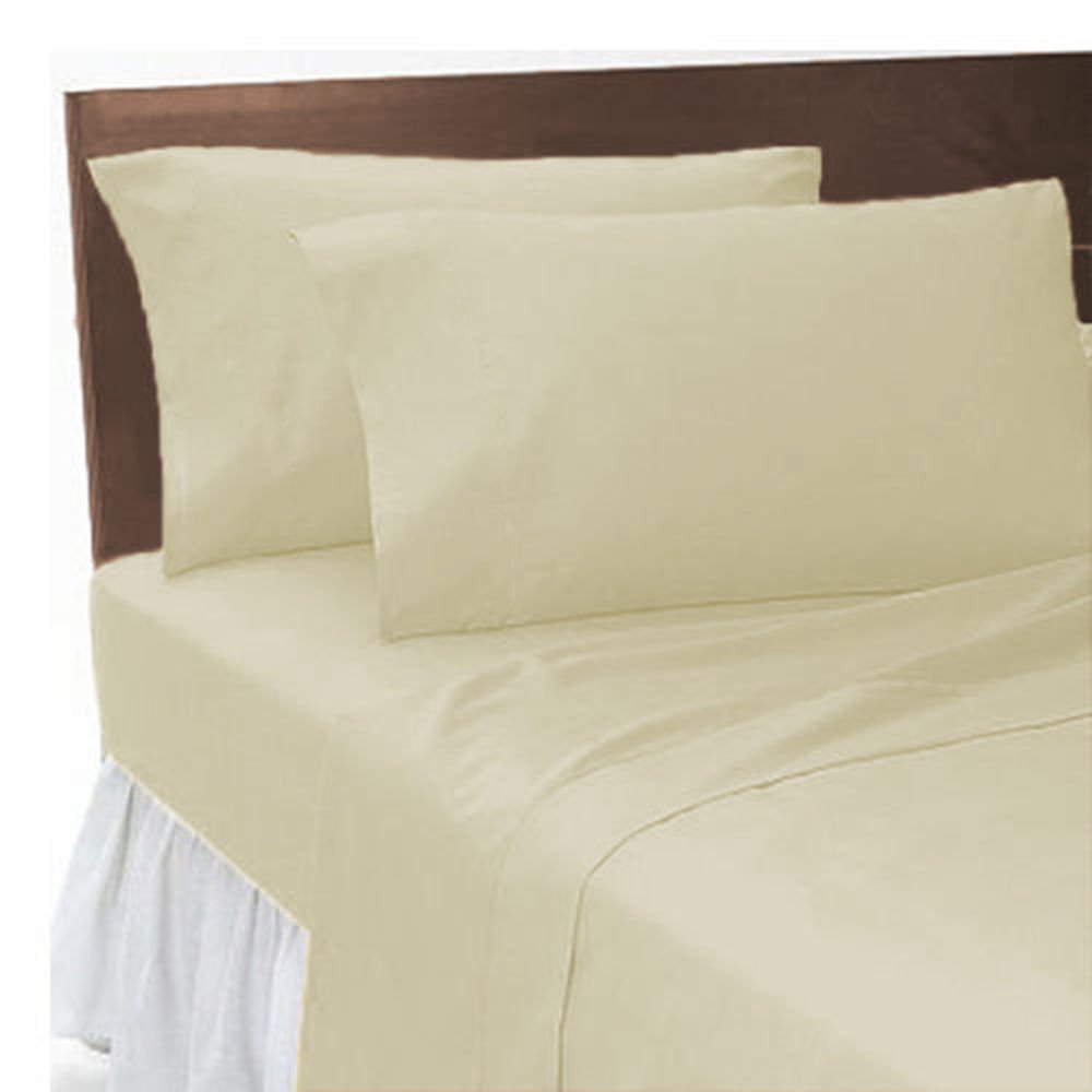 Goldstar Cream Goldstar® King Size Fitted Sheet Polycotton Plain Dyed Bed Linen