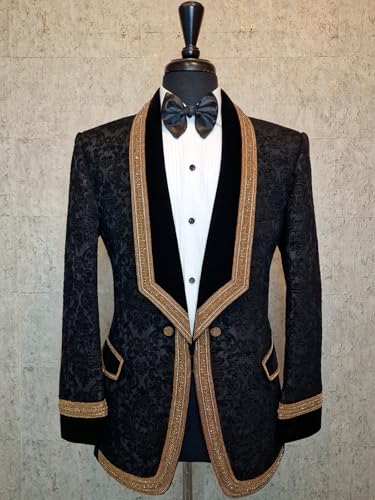 2 Piece Men's Tuxedo Slim Black Suits One Button Blazers Jacket Pants Sets for Prom,Party,Wedding,Dinner2