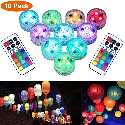 Paper Lantern Lights with Remote Control Multicolor Waterproof Hook LED Submersible Lights