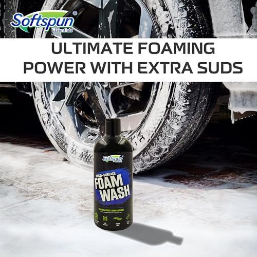 Image of SOFTSPUN Essentials 500 ML Car & Bike Premium Liquid Shampoo | Extra Suds, Removes Tough Dirt & Grime | pH Neutral | Works with Bucket & Foam Cannon