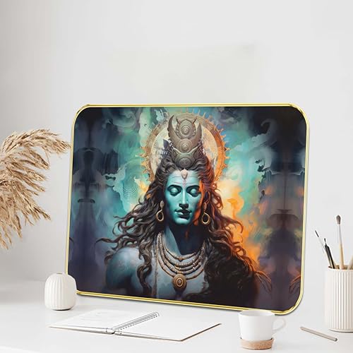 Image of SAF Lord Shiva Wall Art | Meditating Mahadev Painting on MDF Board | Spiritual Hindu God Wall Decor for Home, Living Room, Puja Room & Meditation Space (18 x 24 Inch) ETNF01-1020
