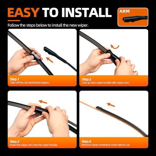 Image of Silicone Wiper Blades 24 inch + 19 inch Replacement Windshield Wiper Blades for VW Volkswagen Jetta 2011-2023 Passat 2012-2018 CC 2013-2017 OEM Quality Wipers for Front Windshield(Set of 2)