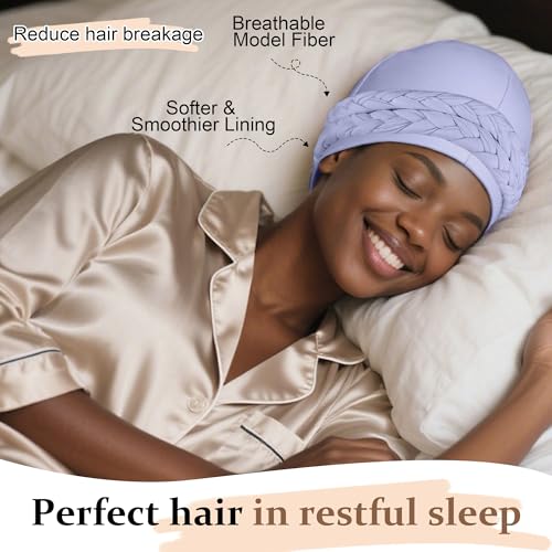 Image of Ababalaya Adjustable Satin Lined Turban for Women Mens Halo Turban Silky Lined Head Wraps for Waves Braids Locs Sleep Cap