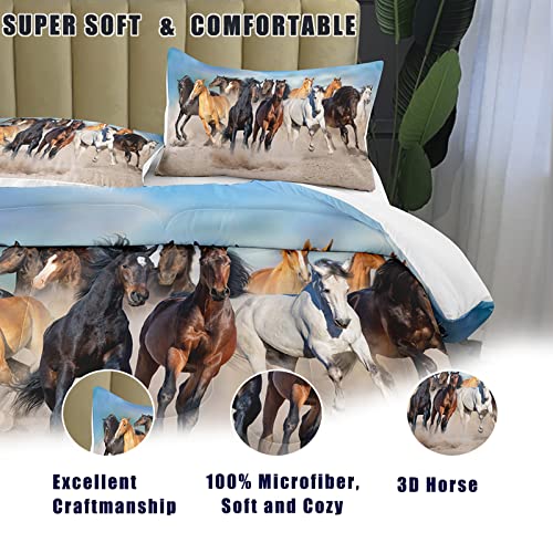 Bodhi Horses Comforter Set Twin For Boys Kids Grassl+ Horse Bedding Set 3D Animal Printed Comforter Sets Twin Size,1 Comforter + 1 Pillowcase Bedding Set #4002 #TOP3
