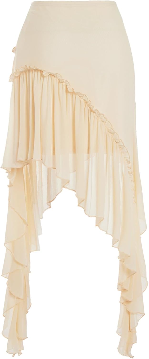 Verdusa Women's Flowy Asymmetrical Skirt Boho Ruffle Western Mini Skirt Country Concert Outfits - Image 2