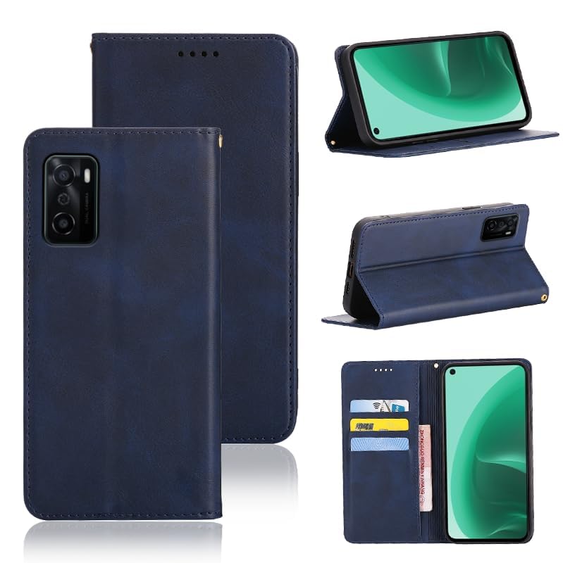 適用 OPPO A55s 5G ケース 手帳型 適用 oppo a55s 5g /CPH2309 手帳型 ケース カバー PUレザー カード収納 財布型 耐衝撃 ケース マグネット スタンド機能付き 5色 (適用 oppo a55s 5g /CPH2309 ケース 手帳型) (深い青)