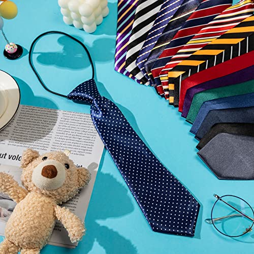 Jagely 16 Pieces Boys Tie Skinny Tie Kid Pre Tied Neckties Adjustable Tie Kids Tie Solid Color Striped Boys' Neckties For Kids Toddler School Uniforms Ages 4-10 #TOP1