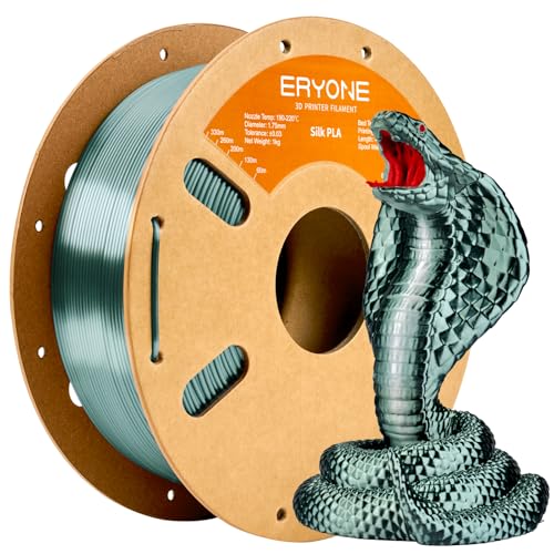 Filamento ERYONE Silk PLA per stampante 3D, 1,75 mm, tolleranza: ± 0,03 mm, 1 kg (2,2 libbre)/bobina, Verde scuro