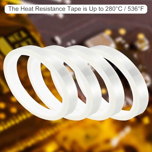 Image of uxcell Clear Heat Tape, 2 Rolls 20mmx33m 108ft High Temperature Heat Resistant Tape for Sublimation,Heat Vinyl Press,Heat Transfer, Circuit Board, No Residue