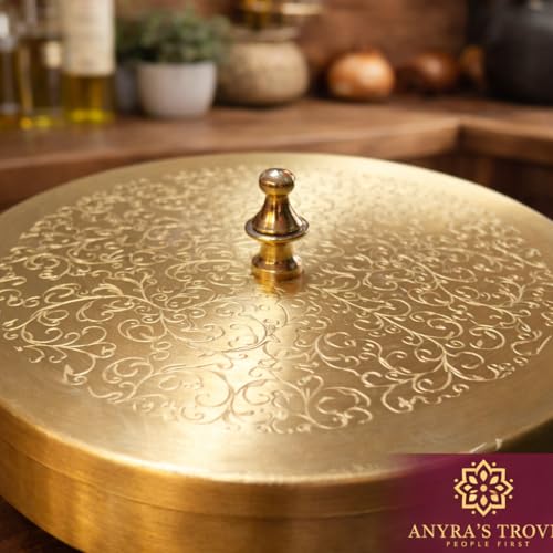 Image of ANYRA'S TROVE Pure Brass Spice Box Set with Spoon(7 Containers) Pital Masala Box For Kitchen|Spices Masala dabba|Masala Dani|Anjarai Petti|Namak Dani|Container|gifting for Home