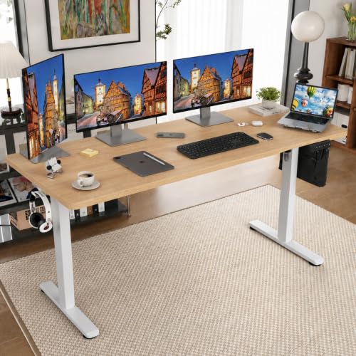 Image of STARY Electric Standing Desk Adjustable Height Sit Stand Home Office Desk with Splice Board