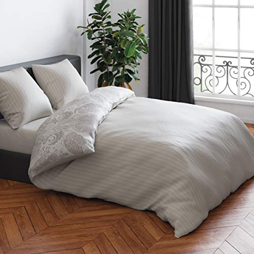 Christian Lacroix CXL by Parure Housse de Couette + 2 taies d'oreiller (Arles Taupe - Rayé, 240_x_220_cm)