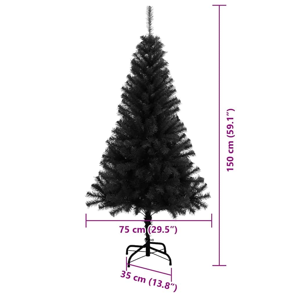 vidaXL Albero di Natale Nero 150 cm PVC