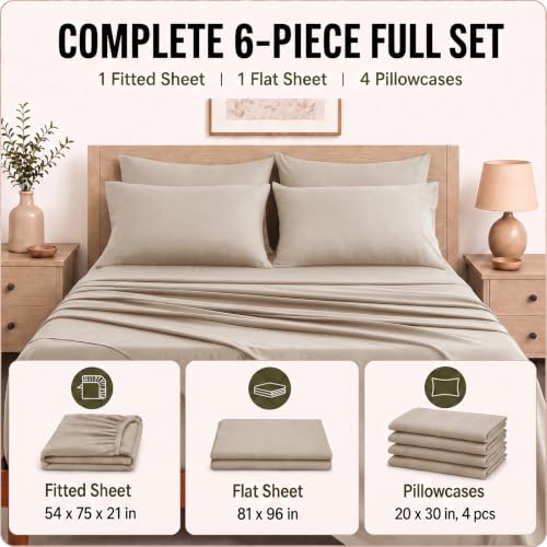 Image of CozyLux 6-Piece Full Size Bed Sheets, Fits 18-21 Inch Mattresses, Oeko-TEX