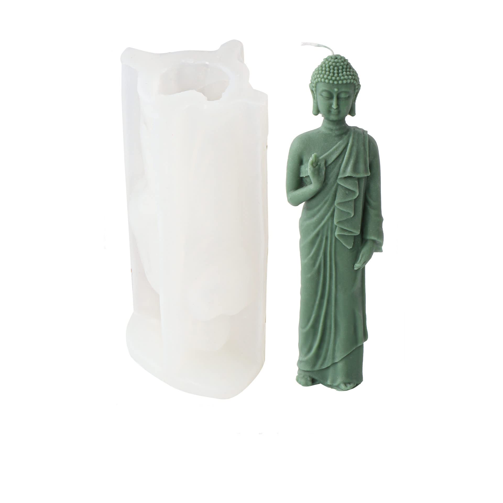 Xidmold 3D Buddha Candle Mould Buddha Statue Silicone Mold for Soap, Sculpture, Soy Wax Candle, Resin Art Crafts (D)