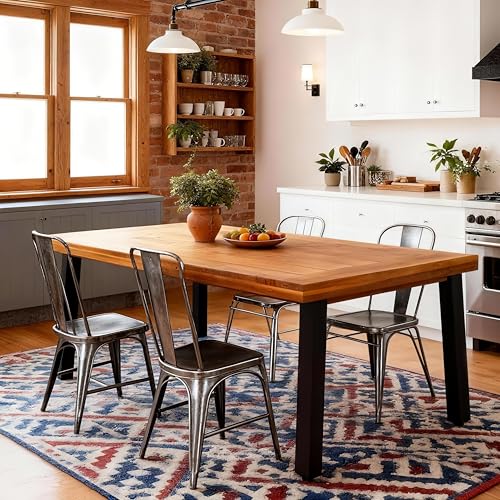 Devoko Home Acacia Wood Dining Table 6-Person Indoor Outdoor Table