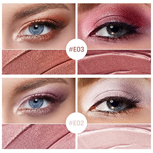 Eyeseek 2Pcs Cream Eyeshadow Stick & Liquid Glitter Eyeshadow Duo, Brilliant Metallic Highlighter Eyeliner Eye Brightener Stick Makeup Set #D02 - Cherry Blossoms #TOP1