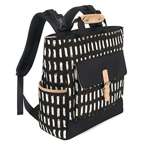 Multifunktions-Wickeltasche, Kurierrucksack für Damen, mit Flaschenhalter, Wickelunterlage, Kinderwagengurte (schwarz)