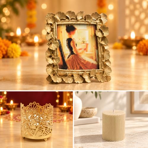 Image of Art Street Gift Box with Birds Shape Vintage Photo Frame with Urli Diya for Celebration and Gift for Family, Friends and Relatives (Pack of 3)