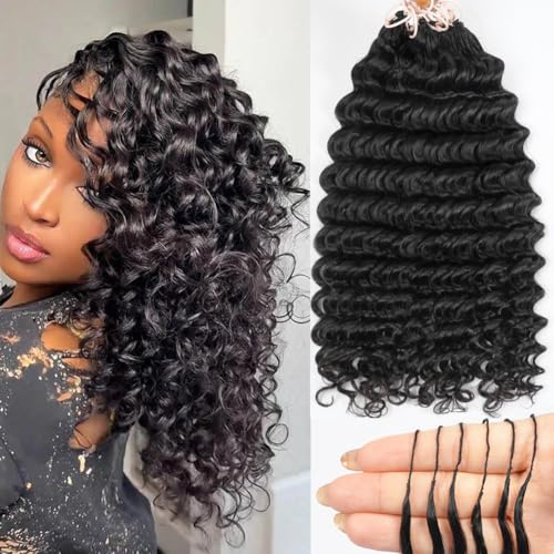 18 Inch 70g Loose Deep Wave Feather Crochet Human Hair 60 Strands Pre Separated Miracle Knots Human Crochet Hair for Black Women Invisible Lightweight Reusable