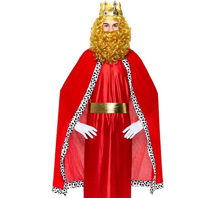 ZZ DISFRAZZES | Kit Rey Mago rojo adulto: Capa y Corona (XL)