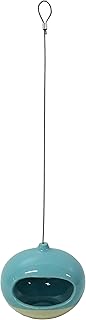 Dehner Natura Premium Casa Wild Bird Feeding Station / Drinking Station for Wild Birds, Weatherproof / Hanging Feeder Including Hanging Device, Approx. 11.5 x 11.5 x 13.5 cm, Stoneware, Blue product image